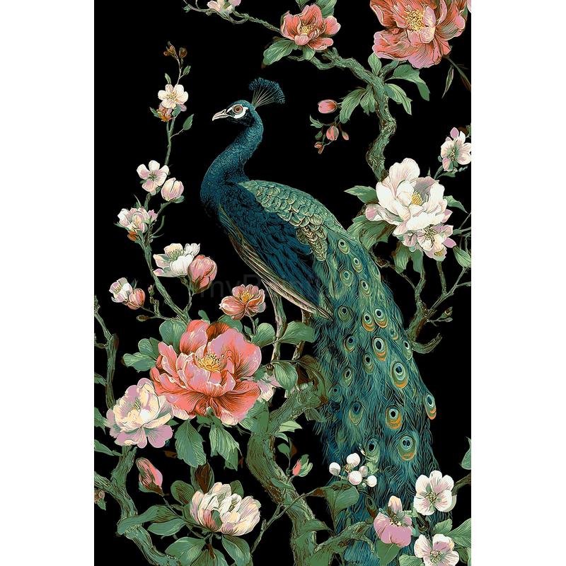 Grind nach Zahlen Tiere Pfau Blumen