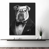 Malen nach Zahlen Hund mit Brille schwarz weiss