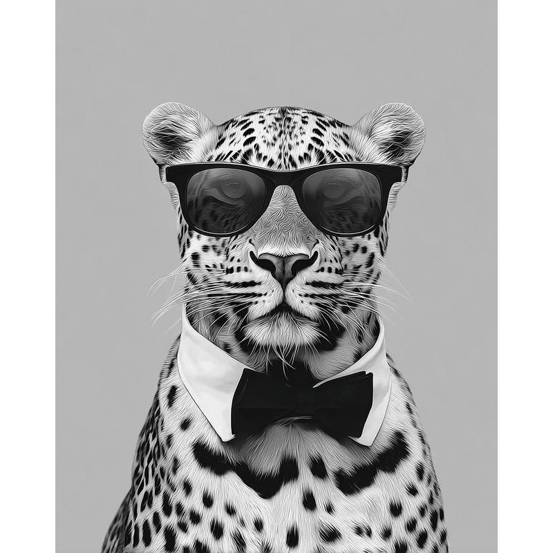 Grind nach Zahlen Cool Leopard black white