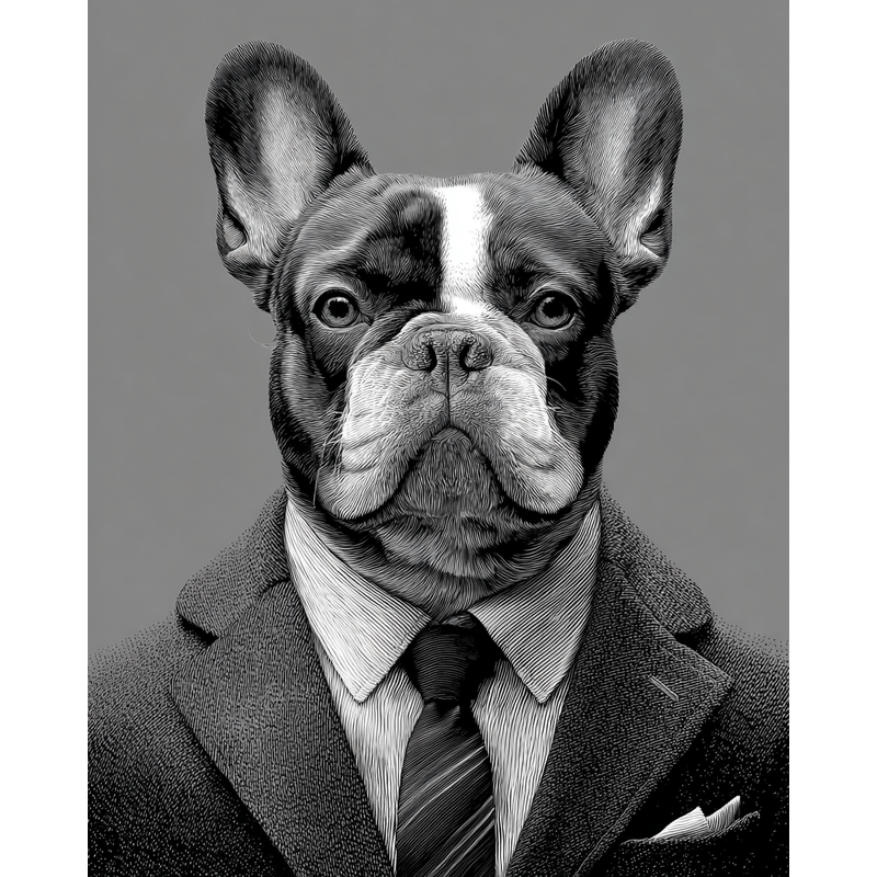 Grind nach Zahlen Hund Business schwarz weiss