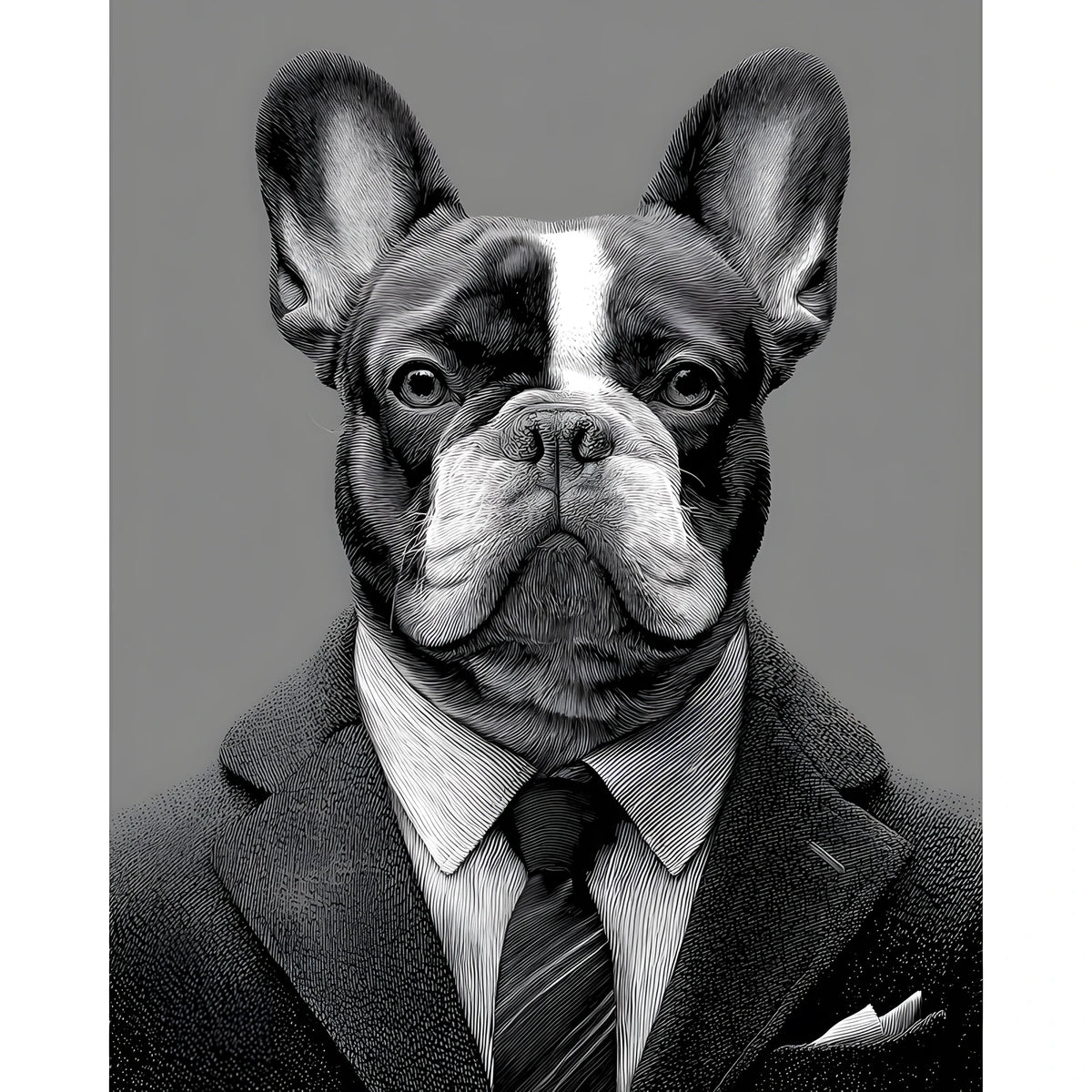 Grind nach Zahlen Hund Business schwarz weiss