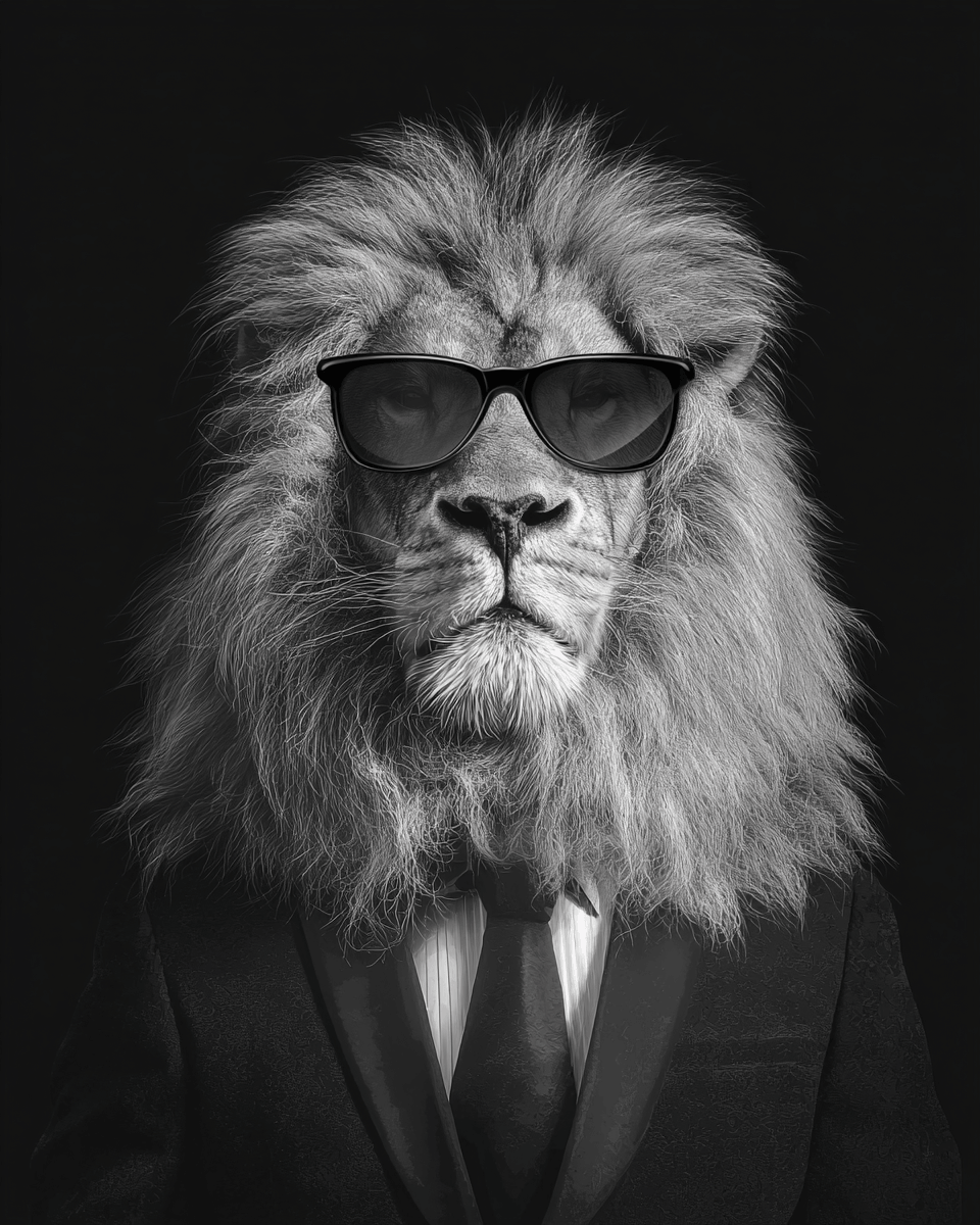 Grind nach Zahlen Löwe cool black white