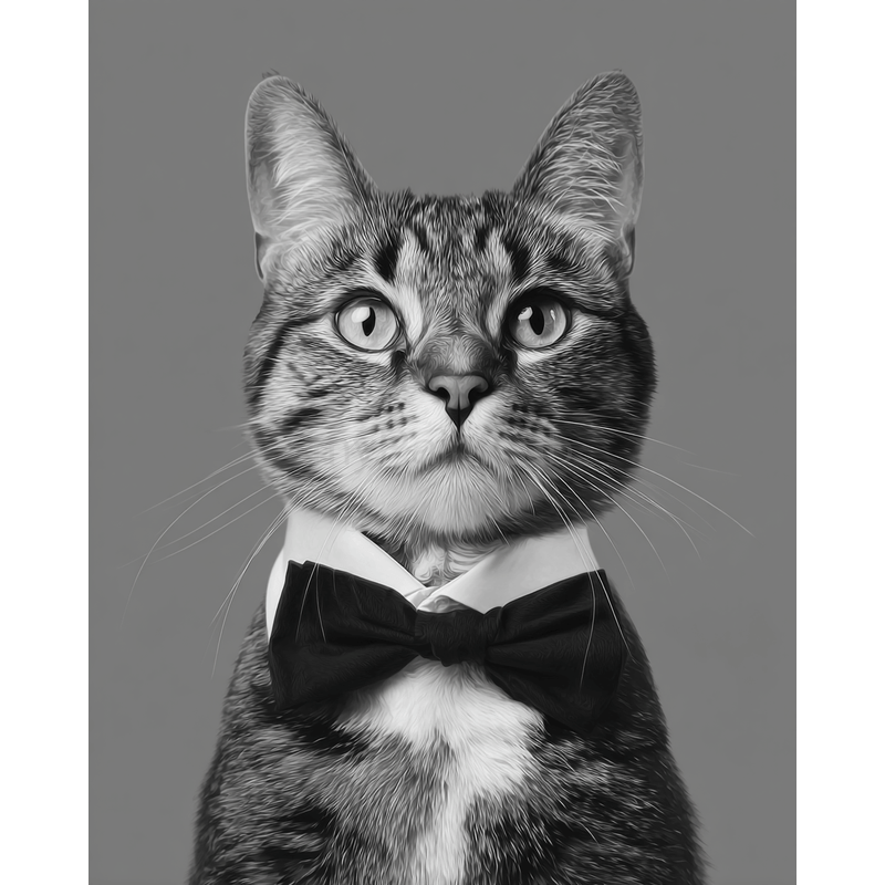 Grind nach Zahlen Katze schwarz weiss