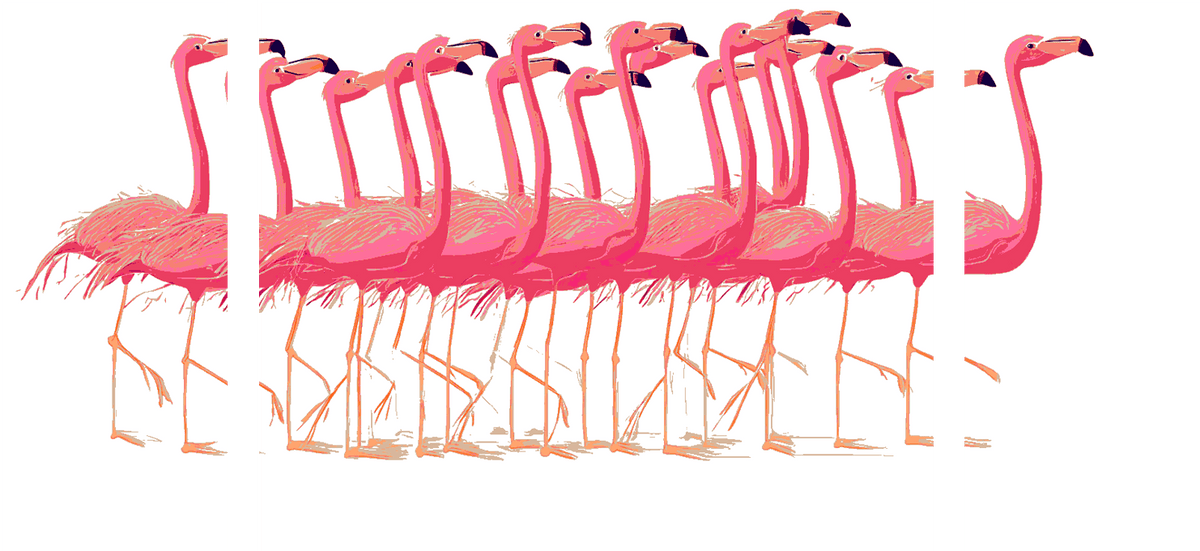 Malen nach Zahlen Flamingo Ballett - 3-teilig (Triptychon)