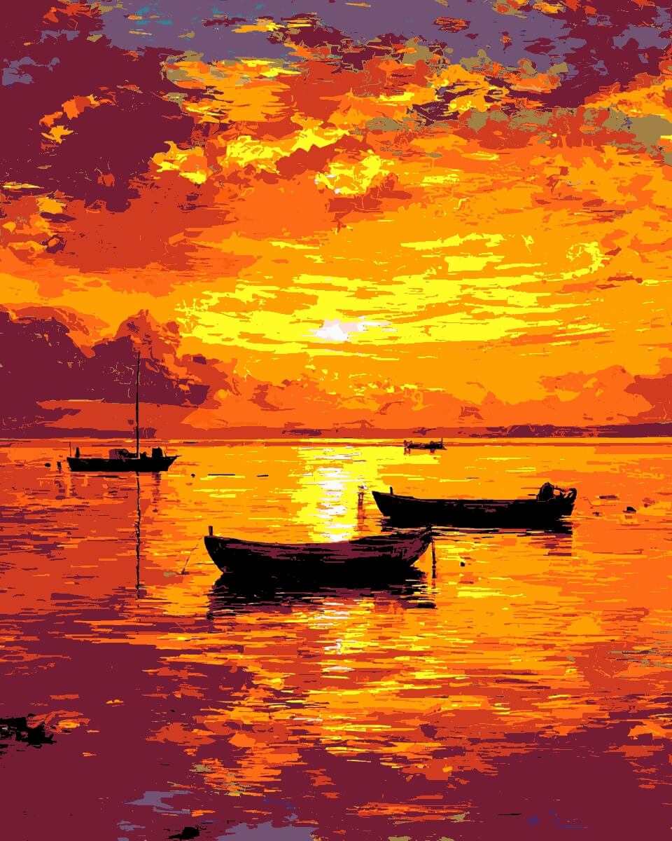 Malen nach Zahlen Segeltörn Sonnenuntergang