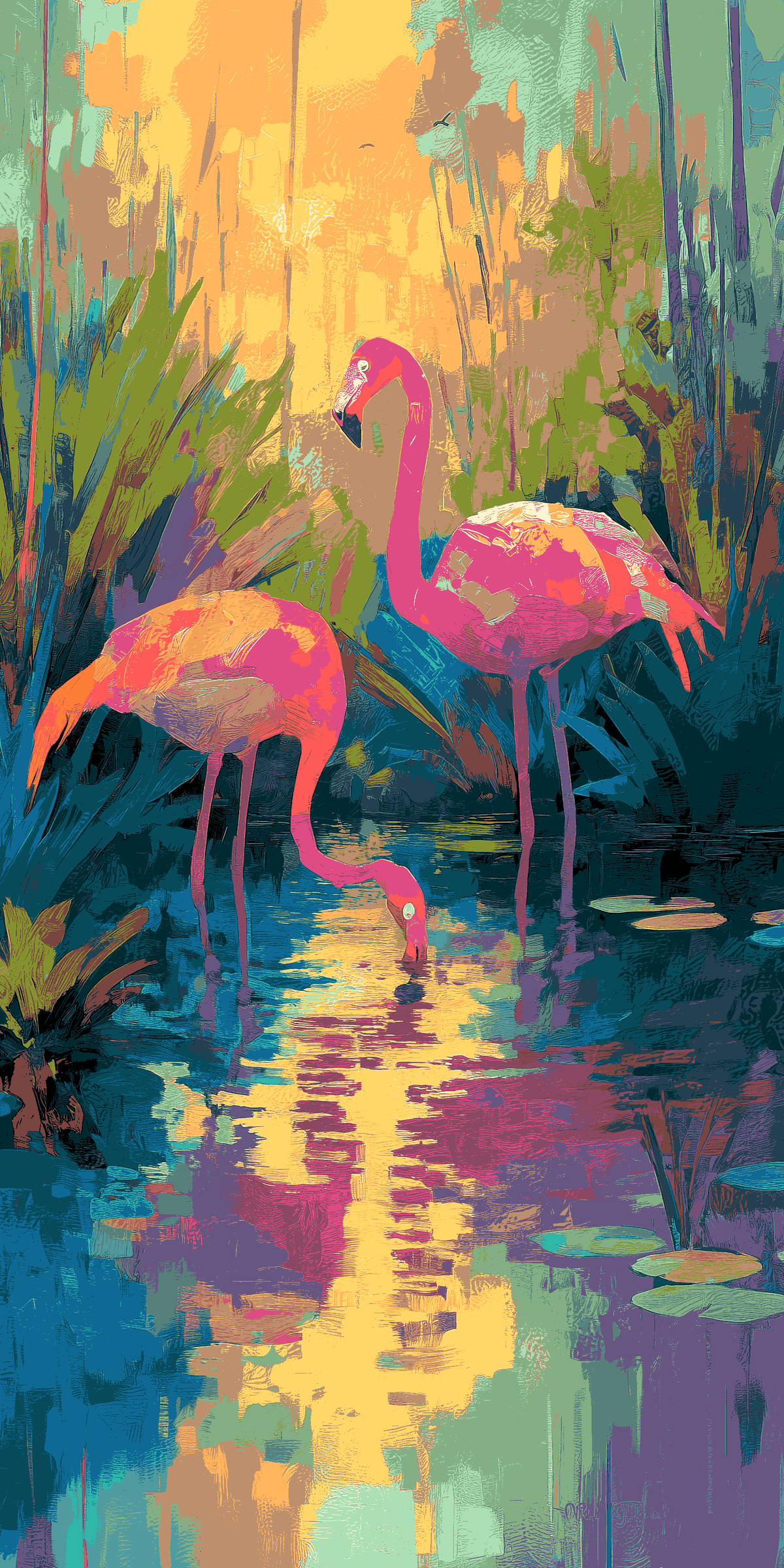 Paint by Numbers Flamingo Sunrise