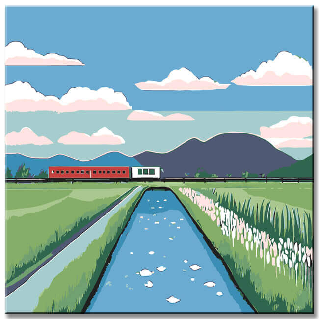 Malen nach Zahlen Bahndamm