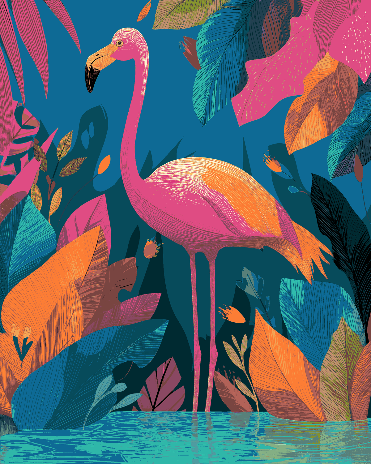 Paint by Numbers Flamingo Forest
