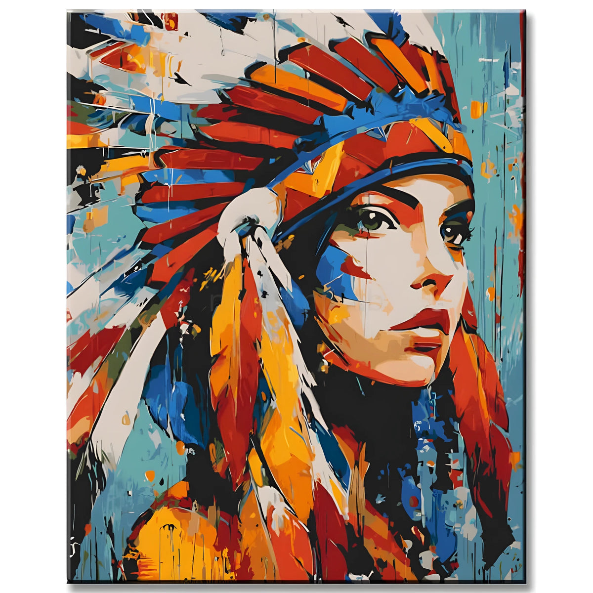 Malen nach Zahlen Indianer Kopfschmuck