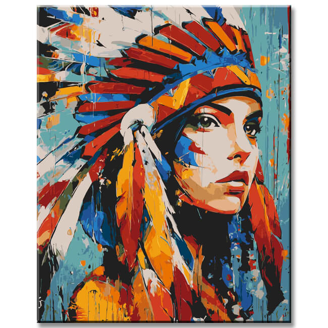 Grind nach Zahlen Indianer Kopfschmuck