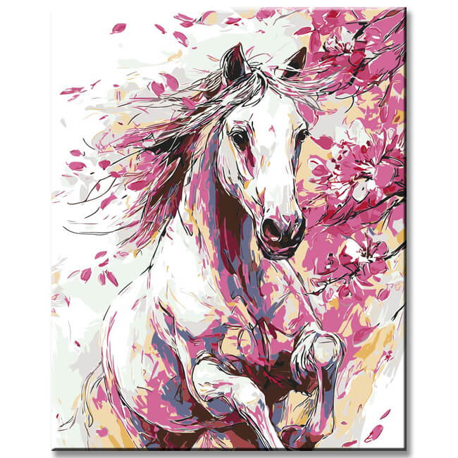 Grind nach Zahlen Pferd im Blütenrausch