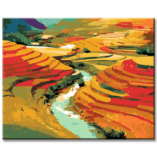 Grind nach Zahlen Landschaft Felder