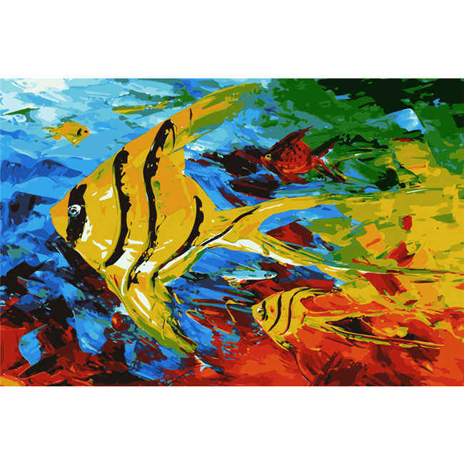 Malen nach Zahlen Fisch Tier Moderne TierKunst