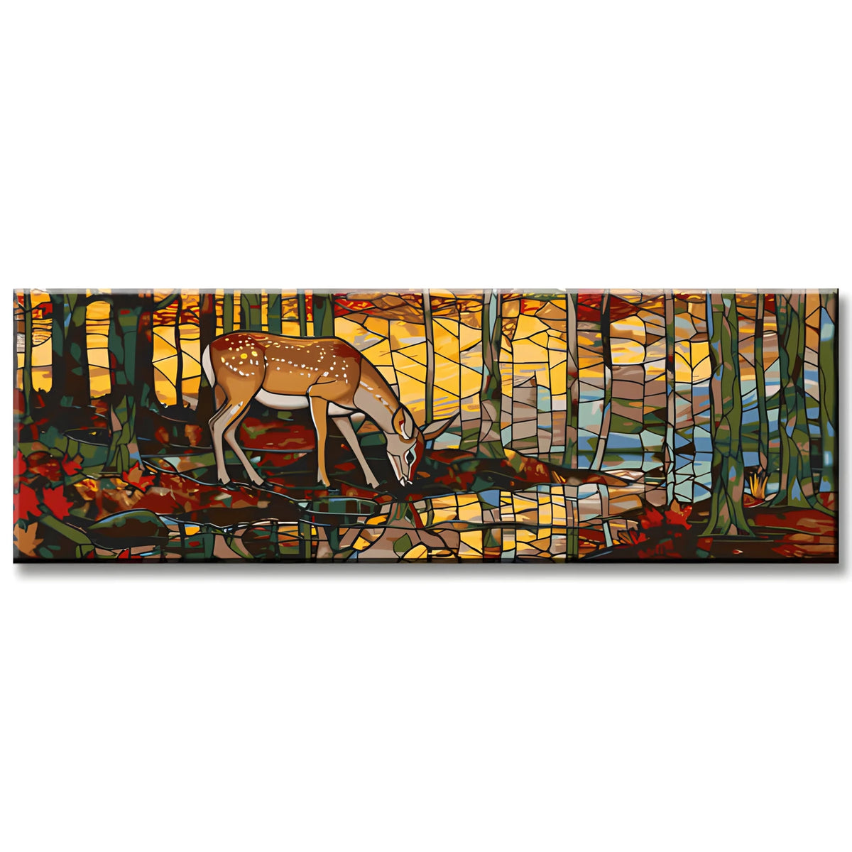 Painting by Numbers Panorama Deer in the Forest Tiffany Style