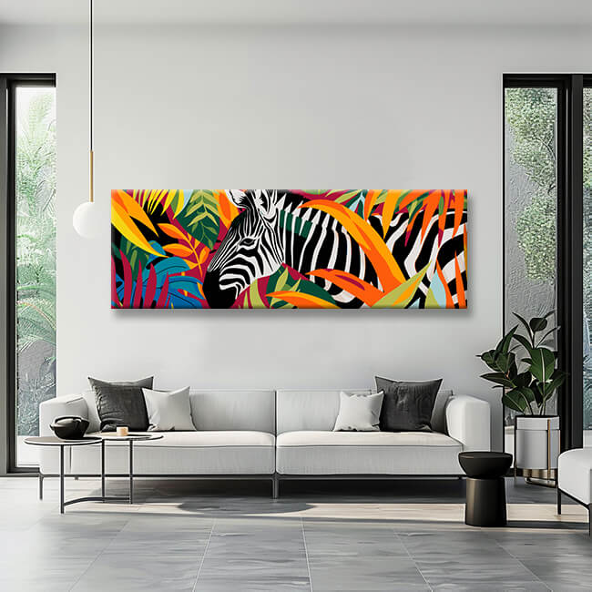 Malen nach Zahlen Panorama Zebra Bunte Blumen