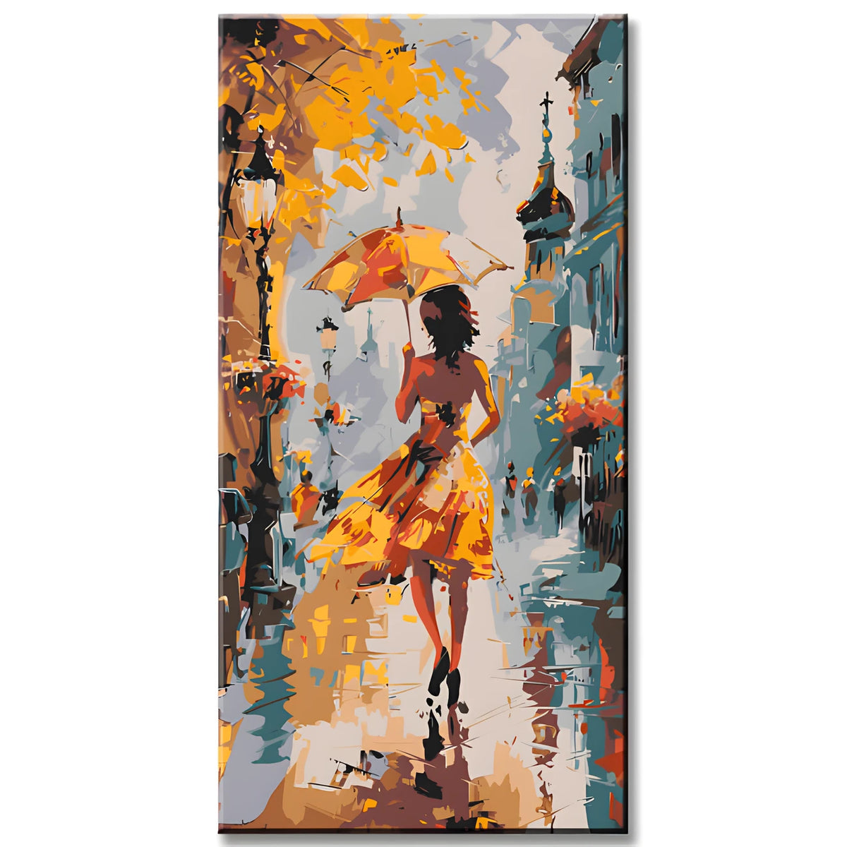 Malen nach Zahlen Panorama Elegant Dame mit Regenschirm
