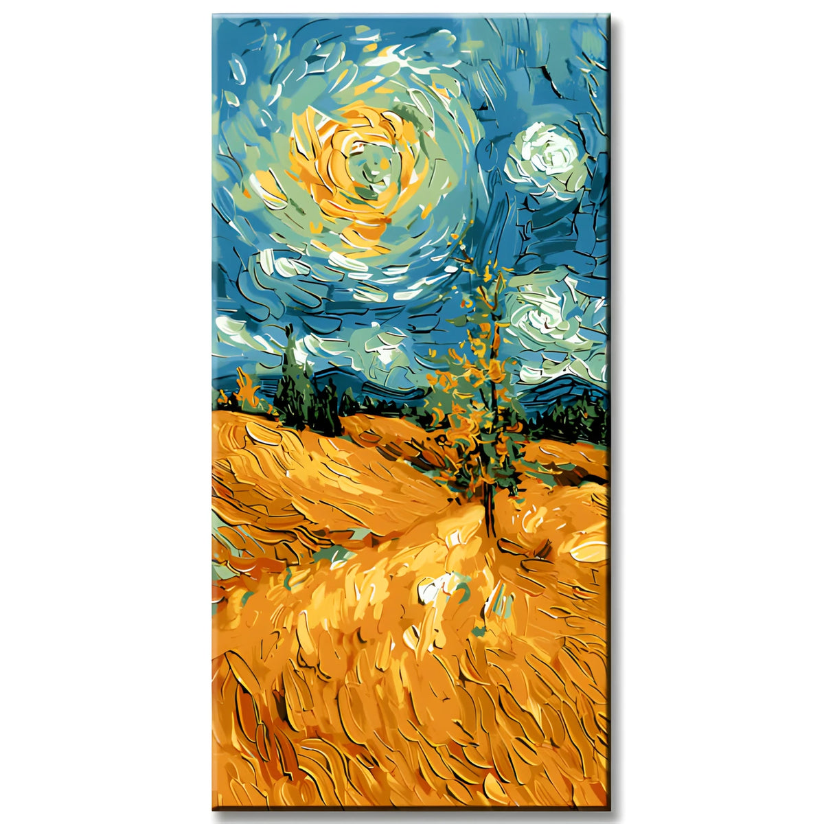 Malen nach Zahlen Panorama Weizenfeld im Van Gogh Stil