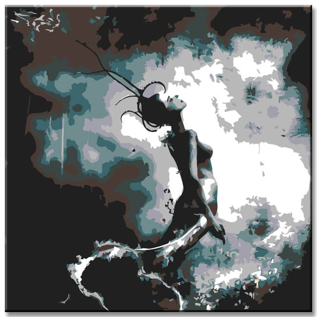 Malen nach Zahlen Meerjungfrau in schwarzweiss I