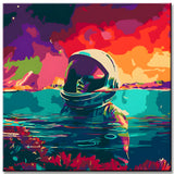 Malen nach Zahlen Abstrakte Kunst Astronaut unter Wasser