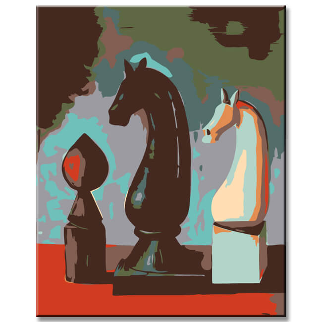 Malen nach Zahlen Abstrakt Schwarzes Pferd II