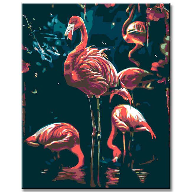 Malen nach Zahlen Der leuchtende Flamingo